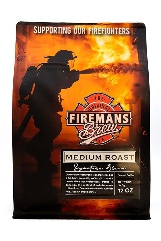 Firemans Brew Medium Roast Coffee – Bold & Robust Ground Coffee – 100% Arabica Beans, Rich, Full-Bodied Flavor – Freshly Roasted Gourmet Coffee – Low Acid, Small Batch Coffee – Supports Firefighter Causes