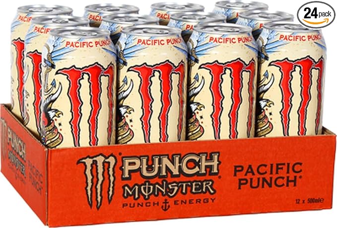 Juice Monster Pacific Punch Energy Drink, 16 Ounce | Energy + Juice, Pack of 24