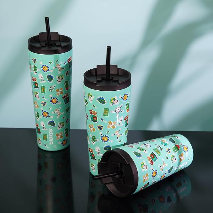 BJPKPK 30oz Insulated Tumbler With lid And Straw Stainless Steel Tumblers Travel Coffee Mug Reusable Thermal Cup,Hawaii Fruits Yellow