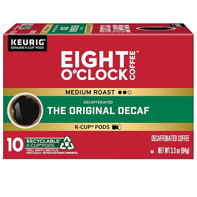 Eight O'Clock Coffee The Original Decaf, Single-Serve Keurig K-Cup Pods, Medium Roast Coffee Pods, 60 Count