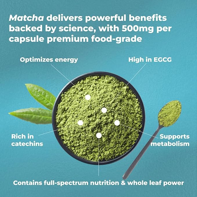 PUREHEALTH RESEARCH Matcha 1000 mg - Organic Ceremonial Grade Matcha Powder Supplement - EGCG Green Tea Extract Pills for Mental Clarity, Energy & Hearth Health - Vegan, Gluten Free - 60 Capsules