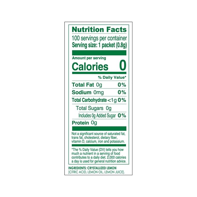 True Citrus TRUE LEMON Water Enhancer, Bulk Dispenser, 100 Count (Pack of 1), 0 Calorie Drink Mix Packets For Water, Sugar Free Lemon Flavoring Powder Packets