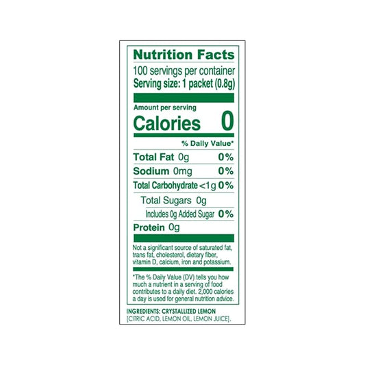 True Citrus TRUE LEMON Water Enhancer, Bulk Dispenser, 100 Count (Pack of 1), 0 Calorie Drink Mix Packets For Water, Sugar Free Lemon Flavoring Powder Packets