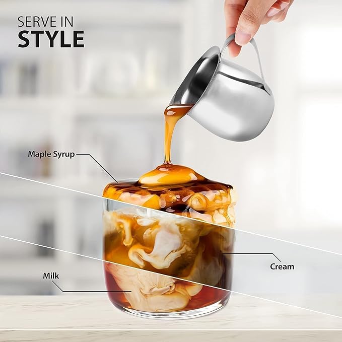 Set of 36-3oz - Stainless Steel Creamer Pitchers, Restaurant Milk Dispenser, Stainless Steel Coffee Creamer