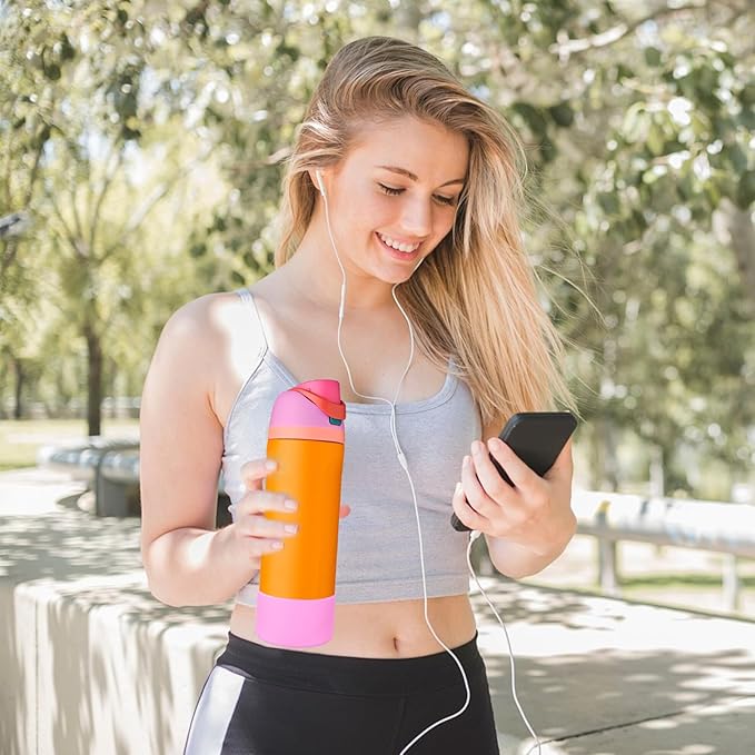 2PCS Silicone Water Bottle Boot, Compatible with Owala 24oz 32oz 40oz, Protective Anti-Scratch & Anti-Dent No Noise Sleeve Cover for FreeSip/Twist/Flip Water Bottles (Tropical, 24oz)