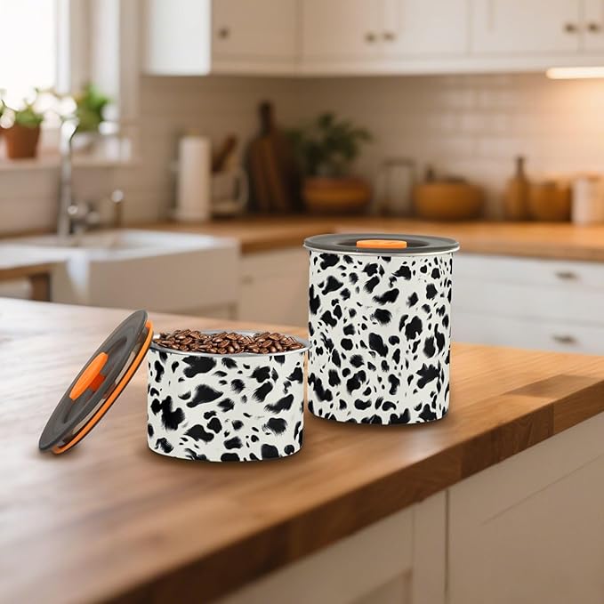 ALAZA Cow Prints Airtight Coffee Bean Canister 500ml Food Storage Containers with Lids For Gournd, Tea, Sugar, Flour, Rice, Cereal, Candy Cookie Jar
