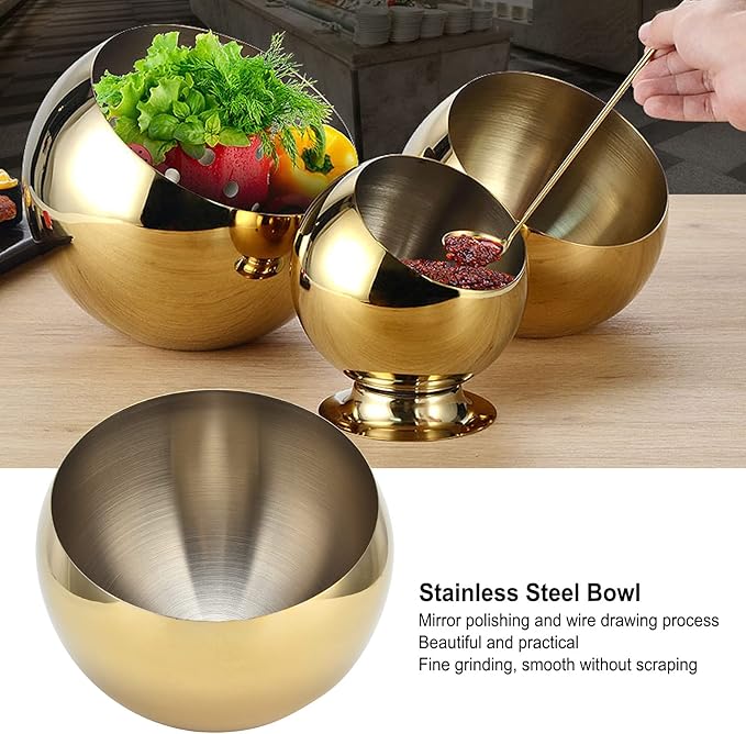 Stainless Steel Sugar Bowl with Tilted Lid, Brushed Metal Candy Jar, Spherical Condiment Container for Sugar Cubes, Nuts, Mints, Home Kitchen, Restaurant, Coffee Bar