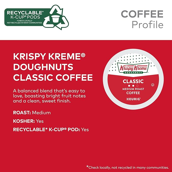 Krispy Kreme Classic, Single-Serve Keurig K-Cup Pods, Medium Roast Coffee, 32 Count