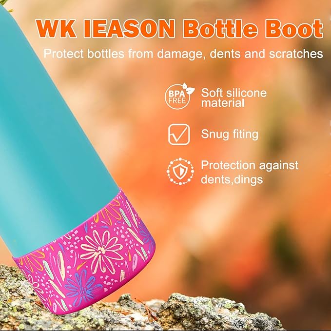 WK IEASON 2Pcs Silicone Boot for Owala Water Bottle, Protective Flask Bottom Cover Base for Owala FreeSip Twist and Flip Flask Water Bottle Accessories-3.35inch Bottom Diameter