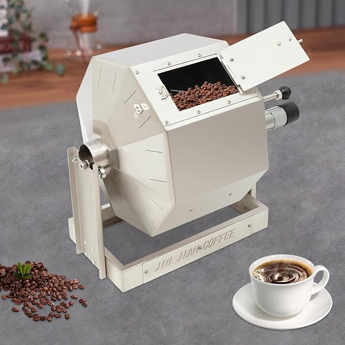 DreamRcoach Coffee Bean Roaster, 3.83 Gal Electric Bean Roaster Roasting Machine with 14W Motor, Stainless Steel Gas Burner Peanut Baker for Coffee Beans, Peanuts, Nuts, Soybeans.