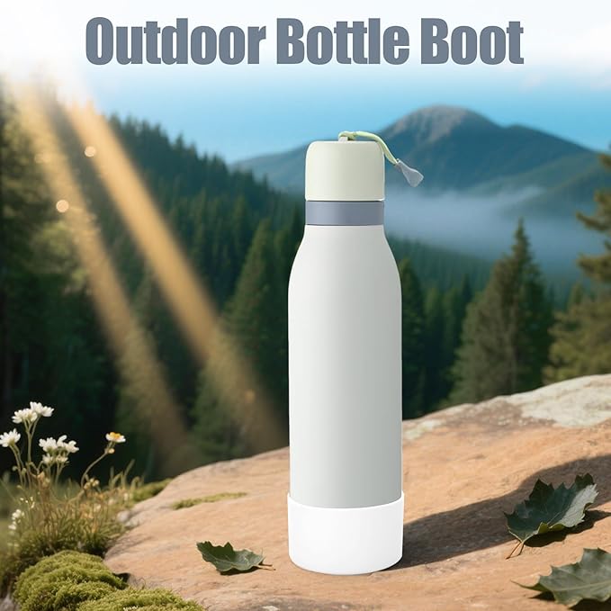 Mity rain 2PCS Silicone Boot for Owala FreeSip Twist Water Bottle, Anti-Slip, Noise-Reducing,Prevents Scratches (18 oz White)