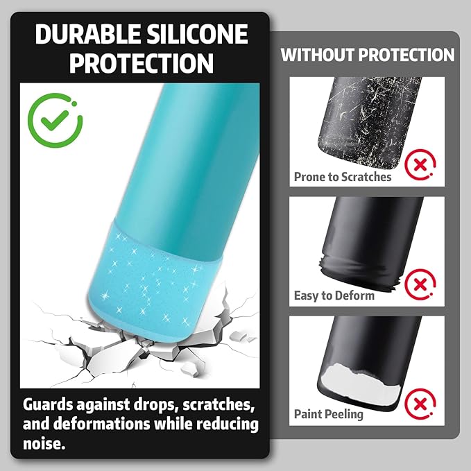 Silicone Boot for Owala 24oz Water Bottle – Anti-Slip Protective Cover, Bottle Boot, Base Cover Compatible with FreeSip, Sleeve for Stainless Steel Tumblers (Glitter Blue, 24OZ)