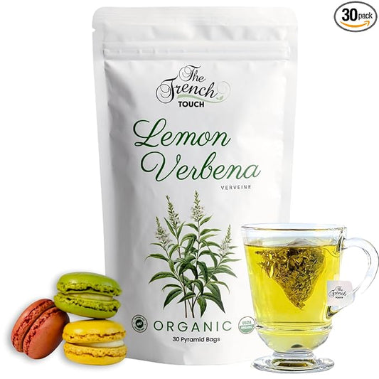 The French Touch Lemon Verbena Tea ORGANIC | 1.8g x 30 Pyramid Bags | 100% Certified USDA Organic | Plant based tea bags | Select Premium Tea (Lemon Verbena) | Vervein |Caffeine-free