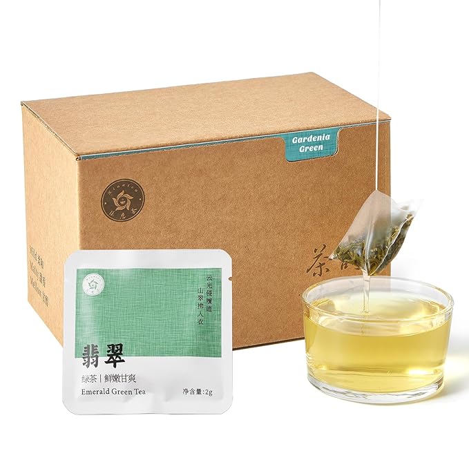 RIANTEA Organic Emerald Green Tea Bags 100% Natural Whole Leaf Tea Bag Naturally Sugar Free Low Caffeine Teabag Premium Original Leafy Green Tea Bag Suitable for Gifts Office Reception (20 Counts)