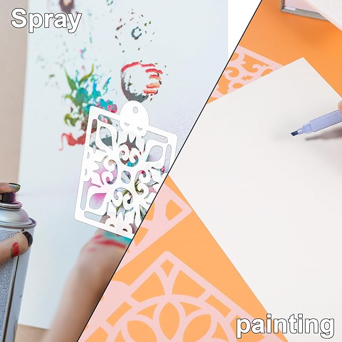 25 Pcs Scroll Tile Cookie Stencils, Royal Icing Cookie Cake Stencils Reusable Pattern, Chinoiserie Tiles Airbrush Painting Stencil, Craft Painting Stencil for Coffee Cake Dessert