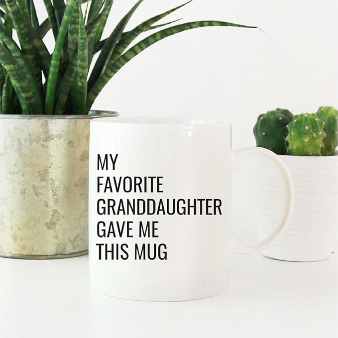 Andaz Press 11oz Funny Coffee Mug - Gag Gift, My Favorite Granddaughter Gave Me This Mug, 1-Pack, Birthday & Christmas Sarcastic Humor Gift Ideas For Grandpa & Grandma