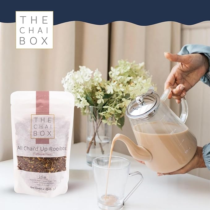 The Chai Box Loose Leaf Masala Chai - Gluten & Caffeine Free | Organic Rooibos Tea made with Ginger, Clove, Cinnamon, Cardamom, Fennel (Pack of 1) 2.5 oz | Makes 25 Cups | Small Batch Loose Leaf Tea with Whole, Premium Spices