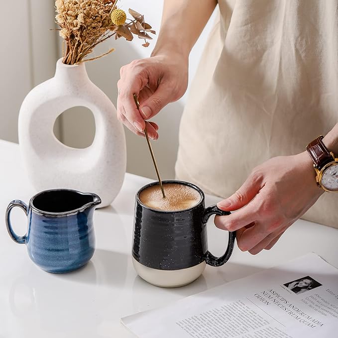 HASENSE Large Coffee Mug, 20 oz Ceramic Coffee Cup with Comfortable Handle for Office and Home, Ideal for Coffee Tea Latte, Dishwasher Microwave Safe, 1 PCS(Black) | Comfortable Handle, for Office and Home