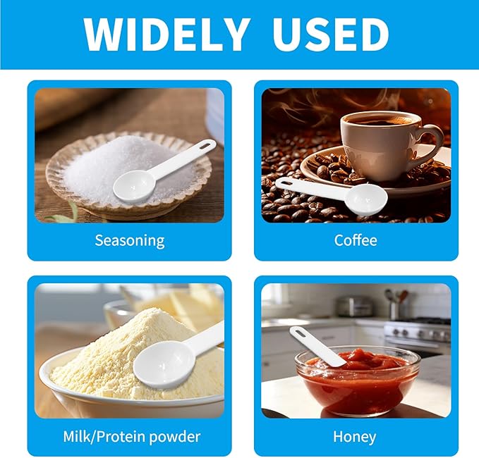 10 PCS Tablespoon Measuring Spoons Scoops Set With Scale (1.25g/2.5g/5g/7.5g/15g) for Coffee Protein Milk Powder Kitchen Tools for Accurate Measurements Spoons for Creatine Formula (Black White)