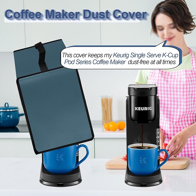 Dust cover for Keurig Single Serve K-Cup Pod Coffee Maker, Heavy Duty Waterproof Coffee Machine Cover for Keurig K-Express, K-Mini and K-Iced Single Serve K-Cup Pod Coffee Maker (Blue)