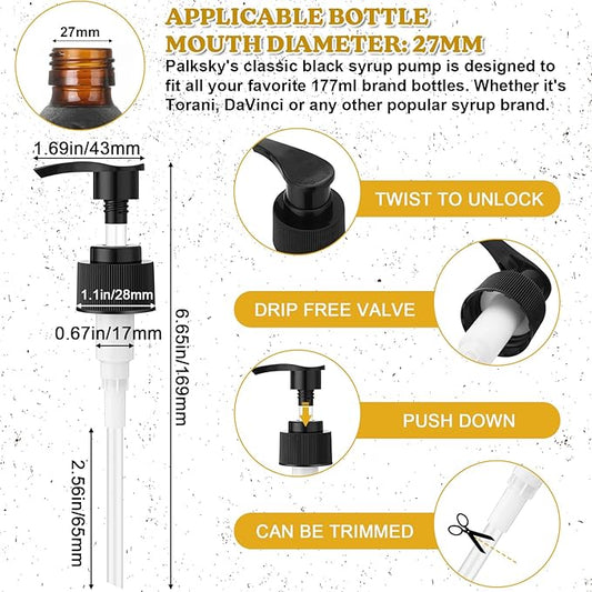 Palksky Syrup Pump for Javy 6fl oz Coffee Concentrate, 6 Pack Coffee Syrup Dispenser Pump, Precise Pump for Coffee Concentrate, Replace Measuring Spoon for Consistent Dispensing and Easy Use