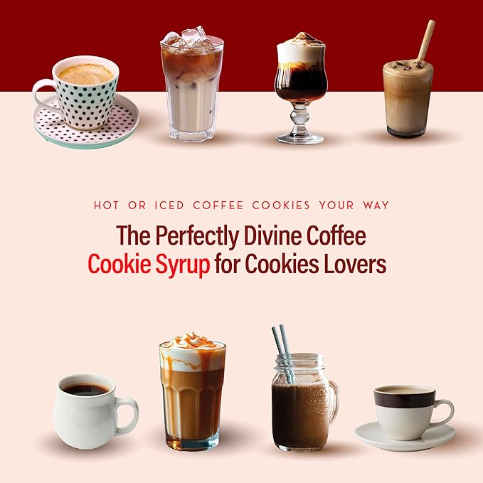 RIO Cookies Coffee Syrup for Hot or Iced Drinks and Desserts, Sweet and Nostalgic Flavoring Sweetened with Pure Cane Sugar, Barista-Grade Flavor Syrups For Coffee Drinks at Home & Work - 700ml