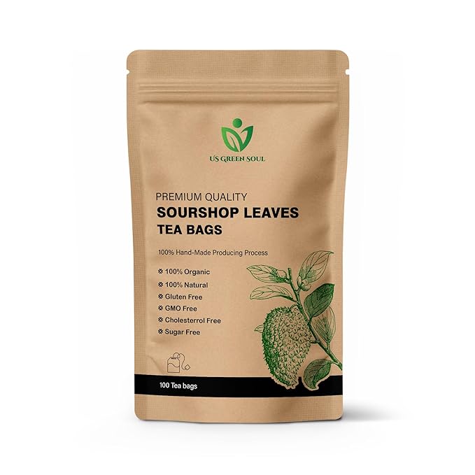 Soursop Leaves Tea Bags – 100% Natural Graviola Leaf Herbal Tea – Pure Dried Soursop Leaves for Infusion – Caffeine-Free Herbal Tea Bags