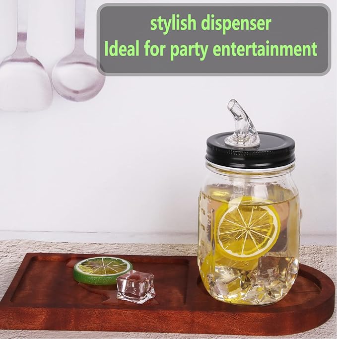 Mason Jar Pour Spouts. free flow Mason Jar Pour Spouts, mason jar for spout regular mouth size 70mm dispenser germination cover. Suitable for any liquid. Leak-Proof 2-Pack + 4 Black Lid Caps (2 Pack