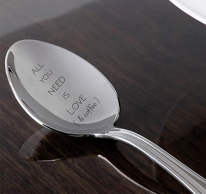 Couples Gift for him or her, All you need is love and coffee engraved Stainless Steel Spoons for coffee lover, birthday gifts, 7 inch