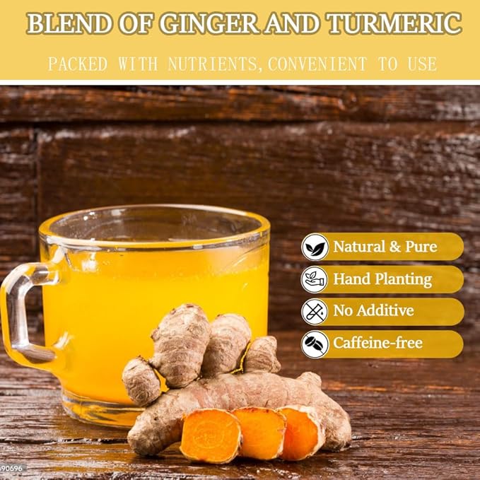 Premium Turmeric Ginger Cinnamon Tea Bags Organic, Turmeric Curcumin Supplement for Joint Support100% Natural, Rich in Antioxidants, Hand-Made Blend, No Sugar, No Caffeine, No Gluten, Vegan. (150)