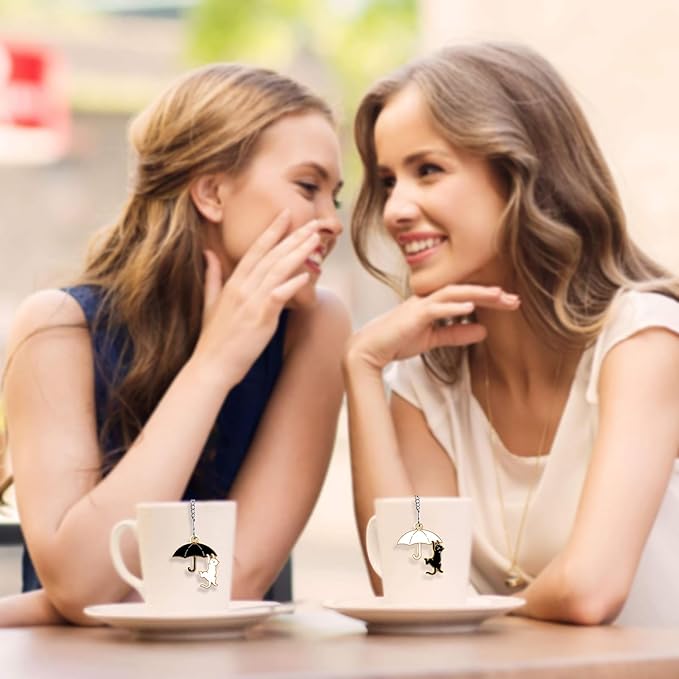 Tea Infuser 2Pack with Cat Charm -TeaSanavie Loose Leaf Tea Ball & Strainer, Premium 304 Stainless Steel Fine Mesh Tea Steeper, Cute & Functional Gift for Tea Lovers