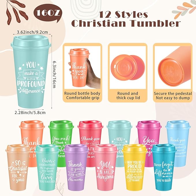 Skylety 12 Set/48 Pcs Employee Appreciation Gifts Bulk Christmas Thank You Gift Set 16 oz Coffee Cups Mini Spiral Notebooks Pens Keychains for Staff Team Teacher Coworker (Pastel Color)