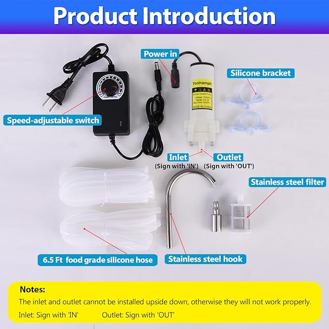 Electric Water Transfer Pump 110V Speed Adjustable for Ice Maker,Coffee Machine,Water Cooling,Food Grade Auto Siphon Self Priming Diaphragm Pumps for Bottling Wine,Beer and Beverages,2L/Min,Low Noise