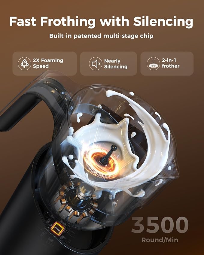 Milk Frother and Steamer, 8-in-1 Rechargeable Electric Milk Frother for Coffee, 13.5oz/400mL Large Capacity Automatic Warm and Cold Foam Maker, Hot Chocolate Maker Coffee Frother, Orange