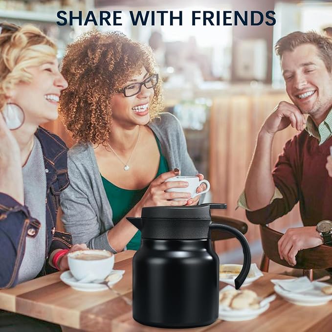 27 oz Single Stainless Steel Thermal Coffee Carafe, Double Wall Vacuum Insulated Creamer Container, Beverage Dispenser for Milk and Hot Chocolate, Tea Pot. (Orange)