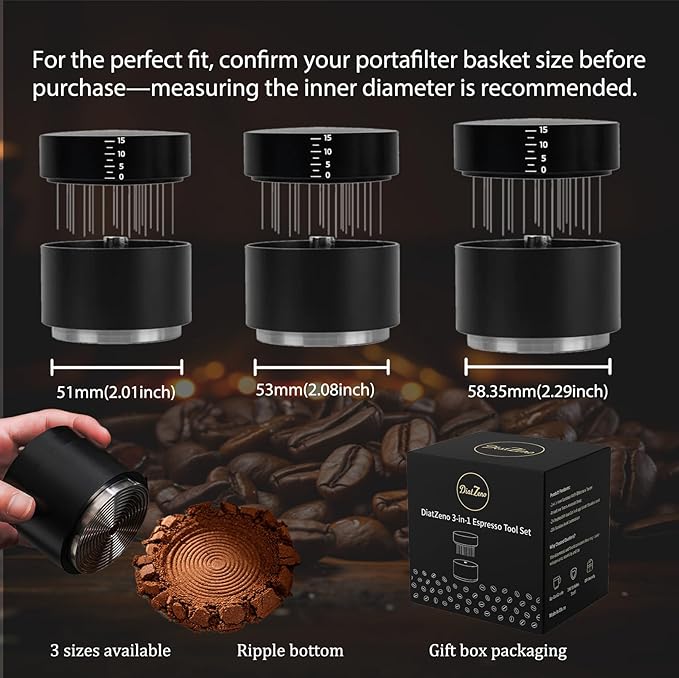 51MM Espresso Accessories - WDT Tool, Coffee Distributor & Tamper set with 3-in-1 Design, 304 Stainless Steel Premium Coffee Accessories for Home Baristas & Beginners