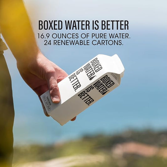 Boxed Water 16.9 oz. (24 Pack) – A Sustainable Alternative — Better Than Premium Plastic Bottles — Purified Drinking Water in Plant-Based Cartons – BPA-Free, Refillable & Recyclable Cartons