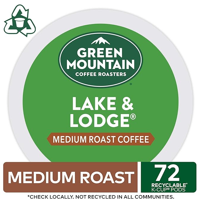 Green Mountain Coffee Roasters Lake and Lodge Blend Keurig Single-Serve K-Cup pods, Dark Roast Coffee, 72 Count
