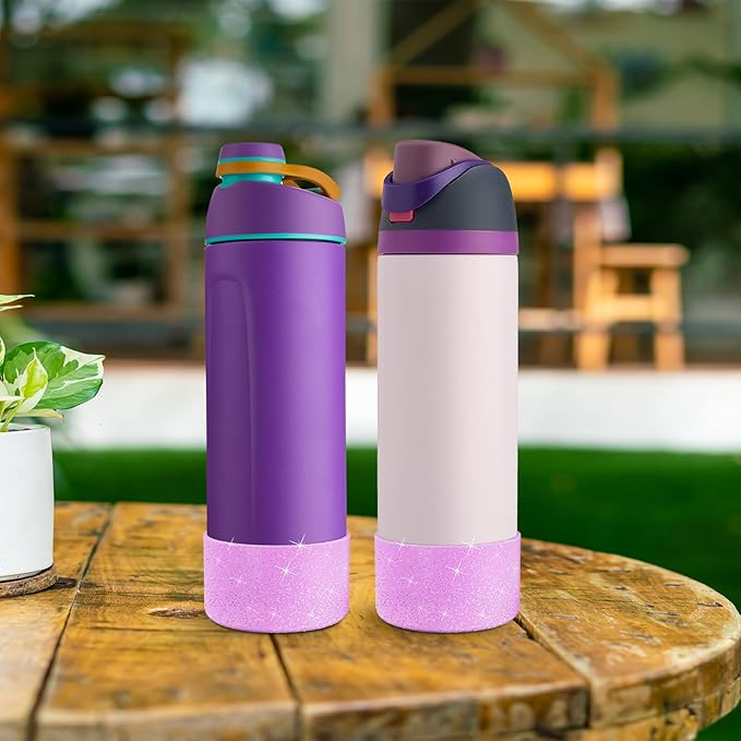 2PCS Silicone Water Bottle Boot for Owala 24oz 32oz 40oz, Anti-Slip Protective Sleeve Bottom Bumper Protector for FreeSip, Twist, and Flip Stainless Steel Water Bottles