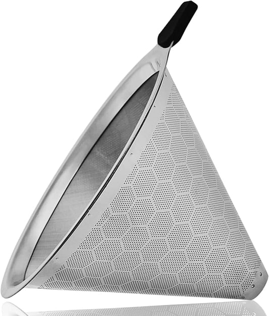 GLMMIR Pour Over Coffee Filter Compatible with Chemex 6/8/10 Cups & Hario V60 02 03, Reusable Stainless Steel Metal Cone Slow Drip Coffee Filter, Coffees Pour Over Dripper Filters