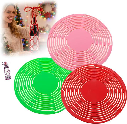 Multifunctional Mesh Coaster,Multifunctional Mesh Cup Coaster,Multi-Use Silicone Storage Bag&Organizer,Wine Holder Handheld Bottle Mesh Coaster Silicone Mat Mesh Design (3-2)