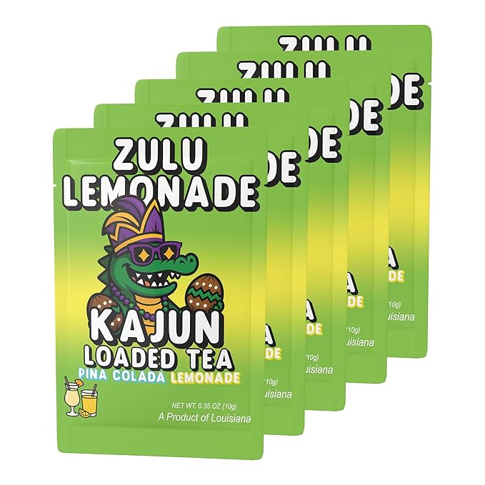 Kajun Loaded Tea – Zulu Lemonade | Pina Colada & Lemonade Flavor | Sugar Free Energy Tea Powder | 250mg Green Tea Caffeine | Zero Calories | Keto Friendly