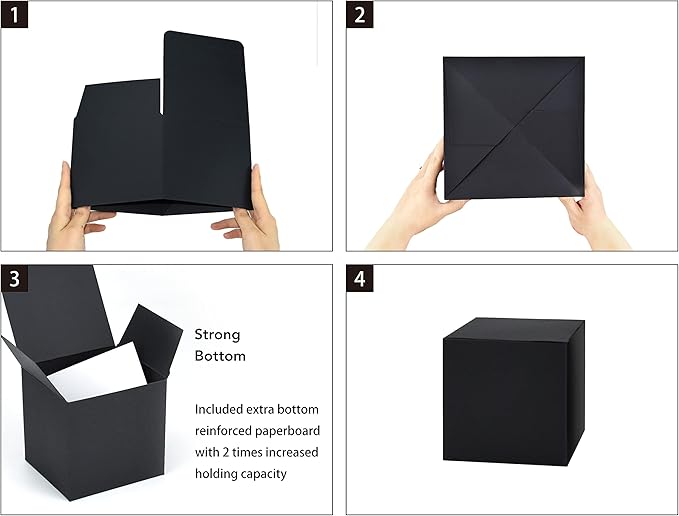 HUAPRINT Black Gift Boxes with Lids 5x5x5 inch,24 Pcs Paper Gift Wrap Box Bulk for Presents,Birthday,Bridesmaid Proposal,Groomsmen Engagements,Christmas,Wedding Party Favor,Cupcake,Crafting,Holidays