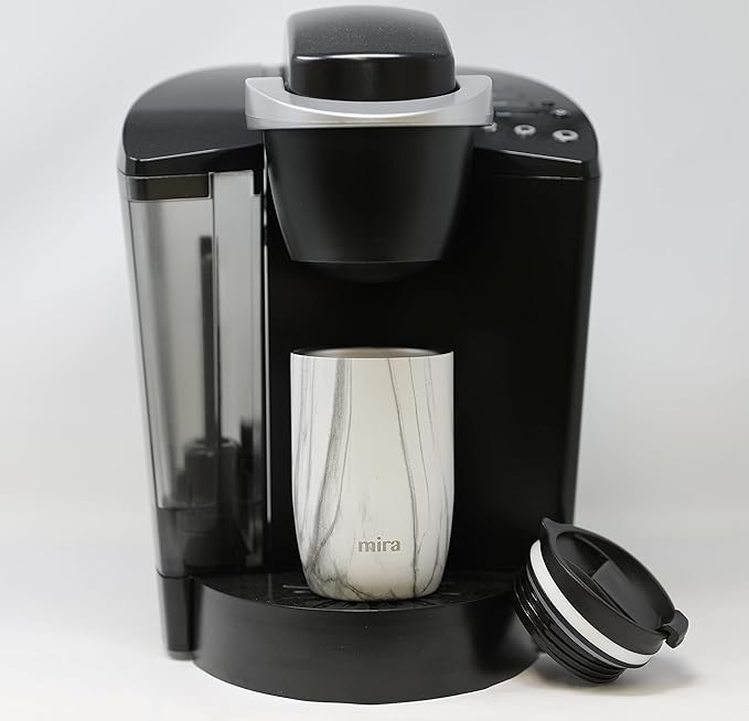 MIRA 12 oz Travel Coffee Mug - Insulated Stainless Steel Tumbler with Screw Lid - French Granite