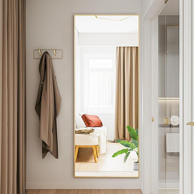 NEWBULIG Full Length Mirror, Upgraded Body Wall Mirrors with Shatter-Proof Glass, Floor Standing Mirror, Home Wall Decor