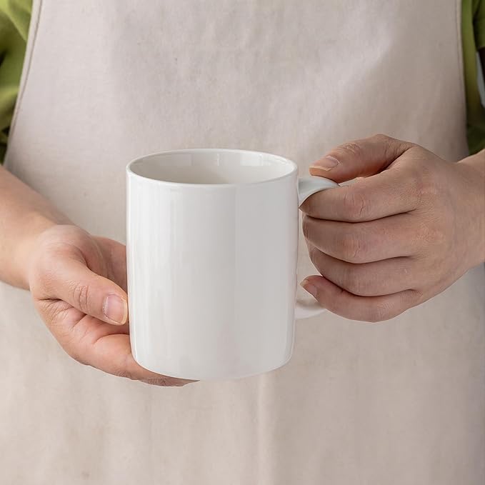 AmorArc 12oz Off White Coffee Mugs, Ceramic Coffee Mugs with Large Handle for Man, Woman, Light Weight Coffee Mugs Set for Latte/Cappuccino/Cocoa/Milk, Dishwasher & Microwave Safe, 12Pcs