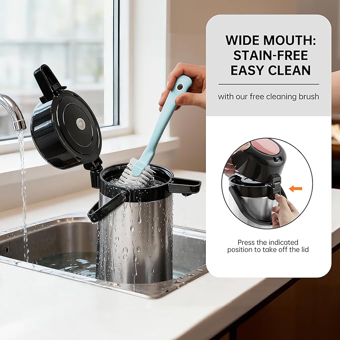 Airpot Coffee Carafe for Keeping Hot,102oz/3L Coffee Dispenser Thermal with Pump,Insulated Stainless Steel Hot Beverage Dispenser for Parties,Thermal Carafe for Hot Drinks Water Tea Chocolate