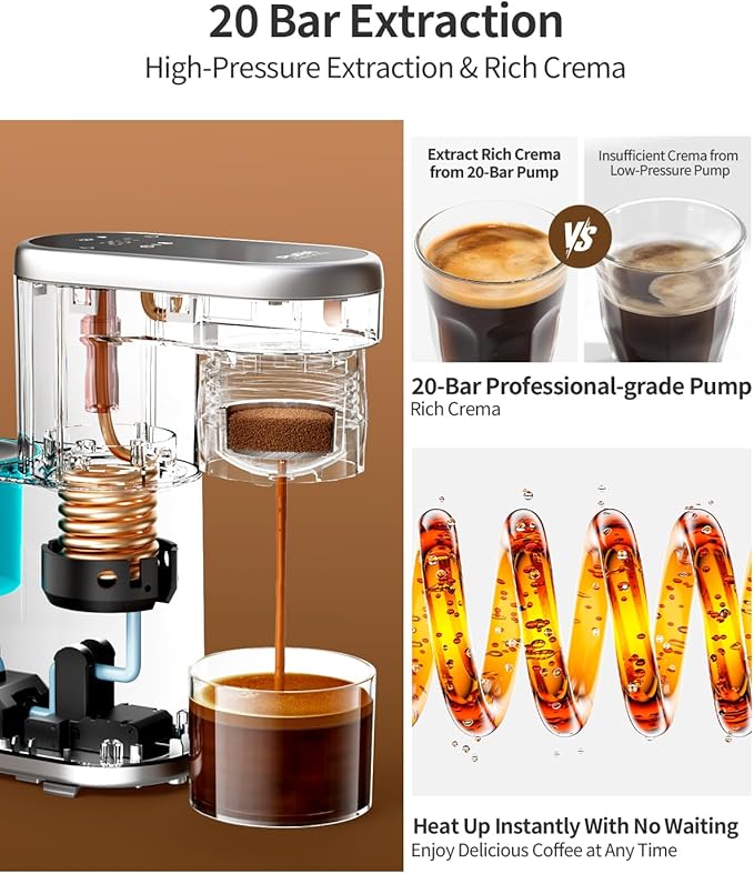 C1 Pro Small Espresso Machine, with NS Capsule & Ground Coffee, Portable Electric Coffee Maker, 20 Bar Travel Espresso Maker, Rechargeable, for RV, Car, Camping, Hiking, Office, Home Use
