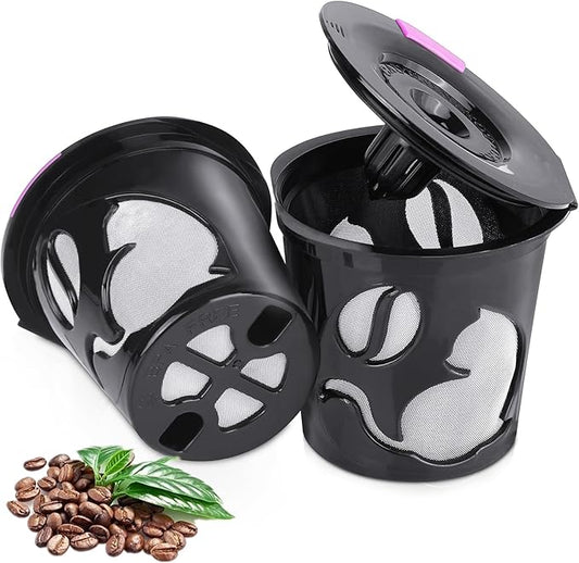 Reusable K Cups for K-Mini/K-Duo/K-Express, 2 Pack K Cup Reusable Coffee Pods for K-eurig, BPA Free Refillable Single K Cups for K-eurig 1.0 & 2.0 Series