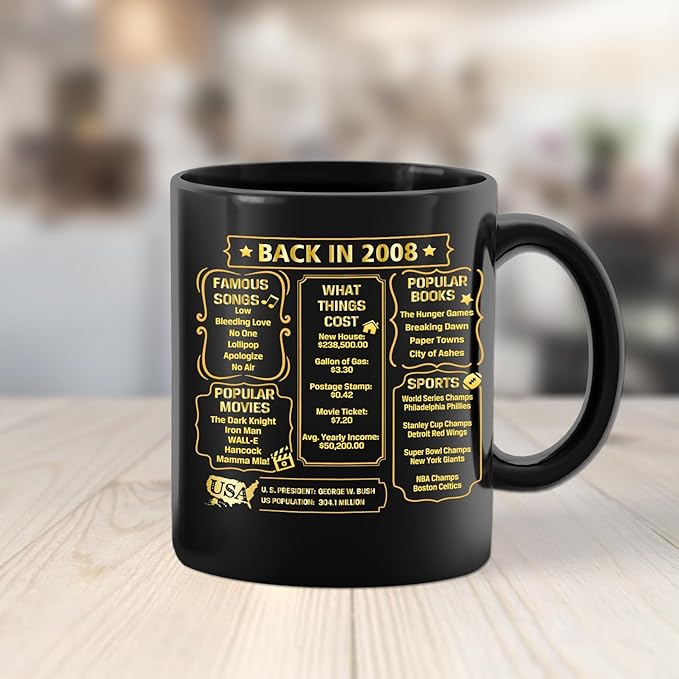 QUPT 18th Birthday Gifts for Girls Boys, 18th Birthday Gifts for Him, 2008 Birthday Gifts for Girls Boys, 18 Years Old Gifts, 2008 Birthday Gifts for Her Him, 18th Birthday Presents Coffee Mug